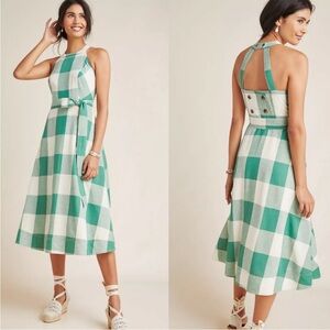 maeve by anthropology Green gingham Dress